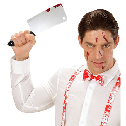 Fałszywy nóż na Halloween Krew 30 cm
