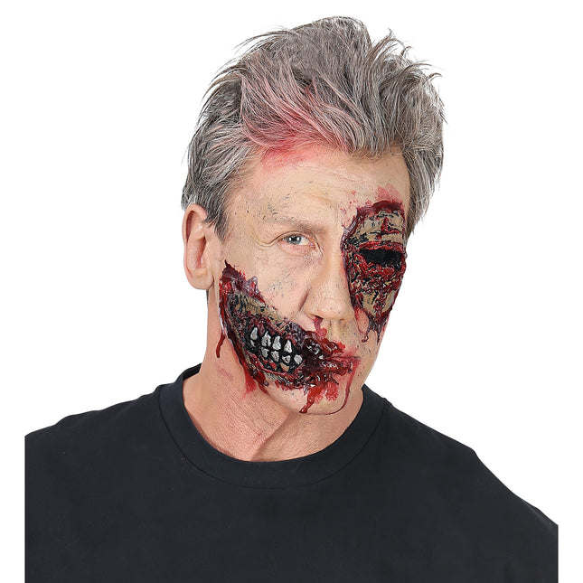 Halloweenowa sztuczna rana na policzku