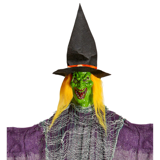 Halloweenowa lalka czarownica z miotłą 1.38m