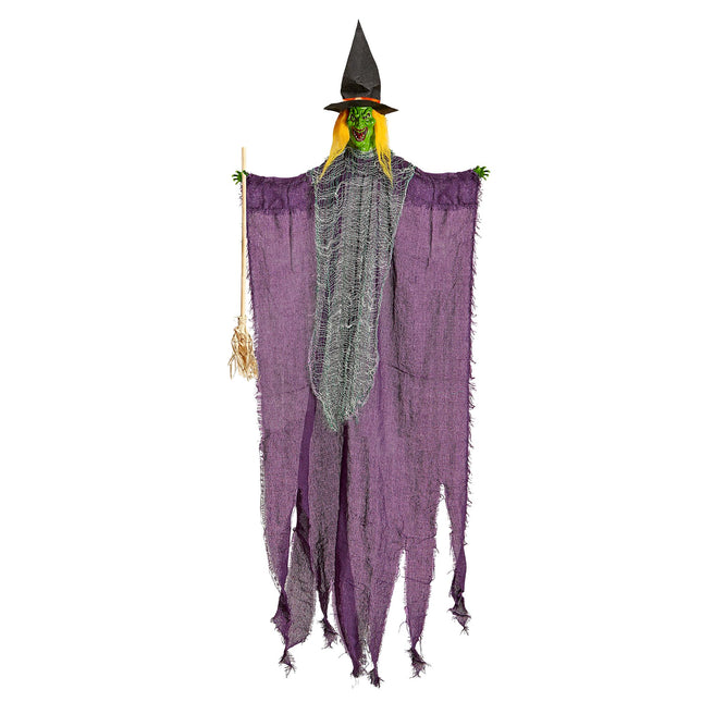 Halloweenowa lalka czarownica z miotłą 1.38m