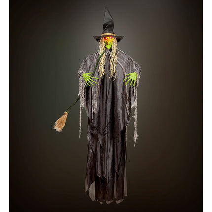 Wisząca dekoracja na Halloween Czarownica ze światłem i dźwiękiem 2,4 m