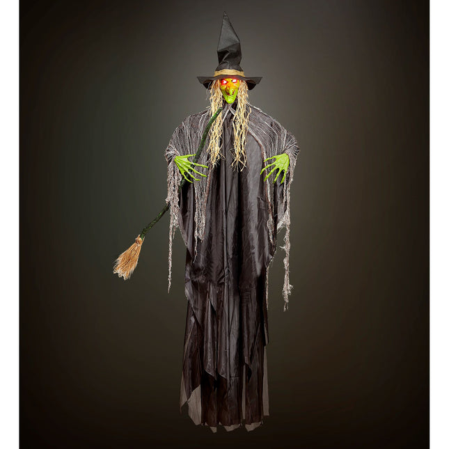 Wisząca dekoracja na Halloween Czarownica ze światłem i dźwiękiem 2,4 m