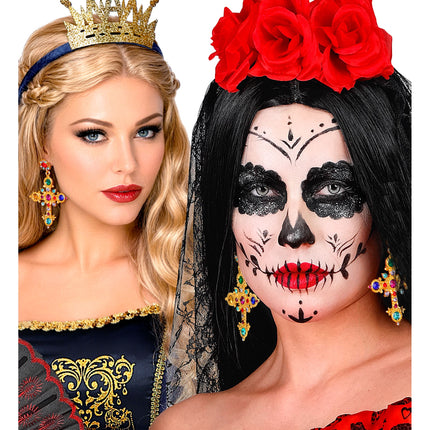 Kolczyki na Halloween – krzyżyk z kamieniami