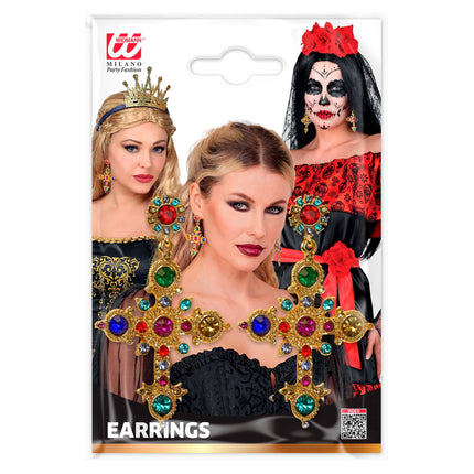 Kolczyki na Halloween – krzyżyk z kamieniami