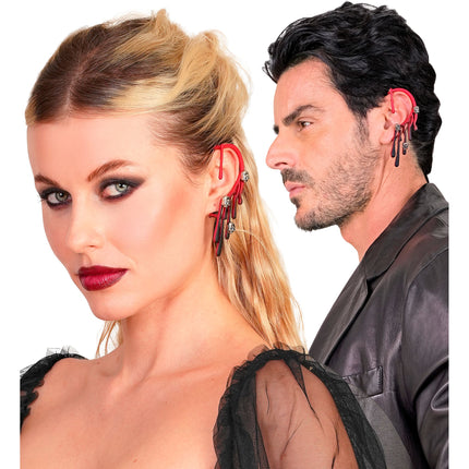 Halloween – sztuczne kolczyki typu ear cuff z motywem krwi