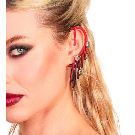 Halloween – sztuczne kolczyki typu ear cuff z motywem krwi