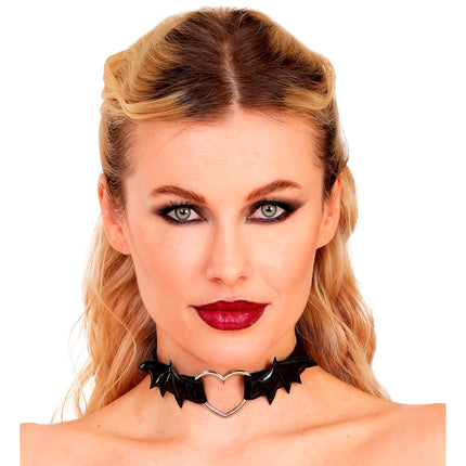 Halloweenowy naszyjnik typu choker z motywem nietoperza