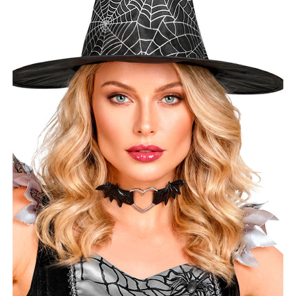 Halloweenowy naszyjnik typu choker z motywem nietoperza
