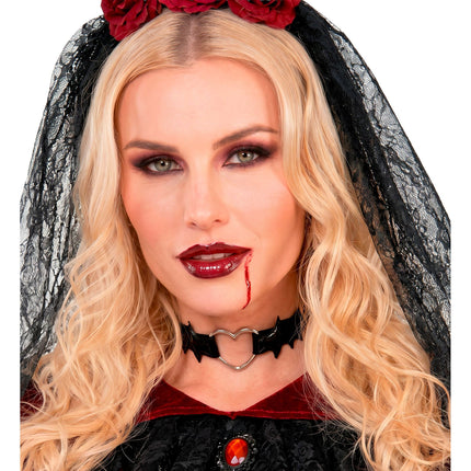 Halloweenowy naszyjnik typu choker z motywem nietoperza