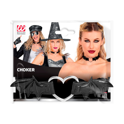 Halloweenowy naszyjnik typu choker z motywem nietoperza