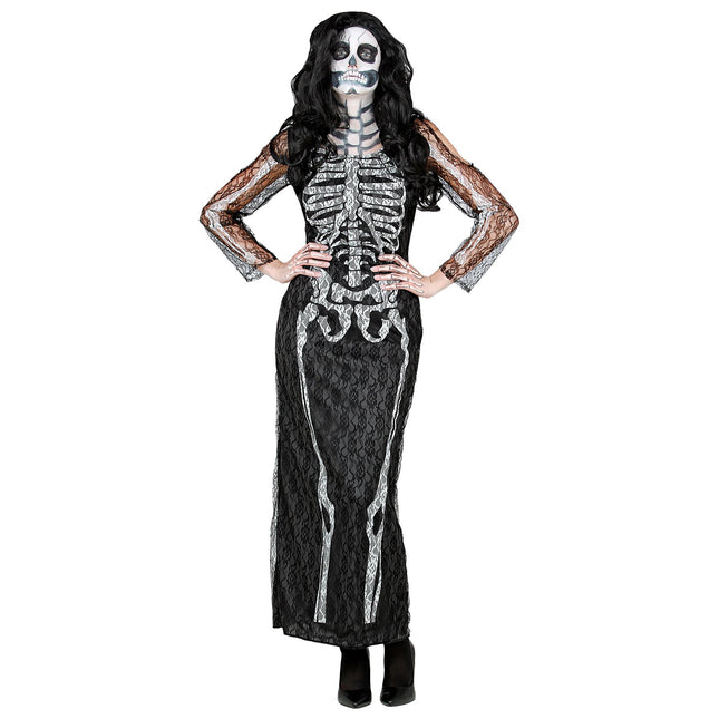 Sukienka na Halloween damska długi szkielet
