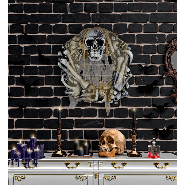 Dekoracja ścienna na Halloween Wieniec z kości 50 cm