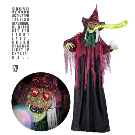 Halloweenowa lalka czarownica ze światłem 1.7m