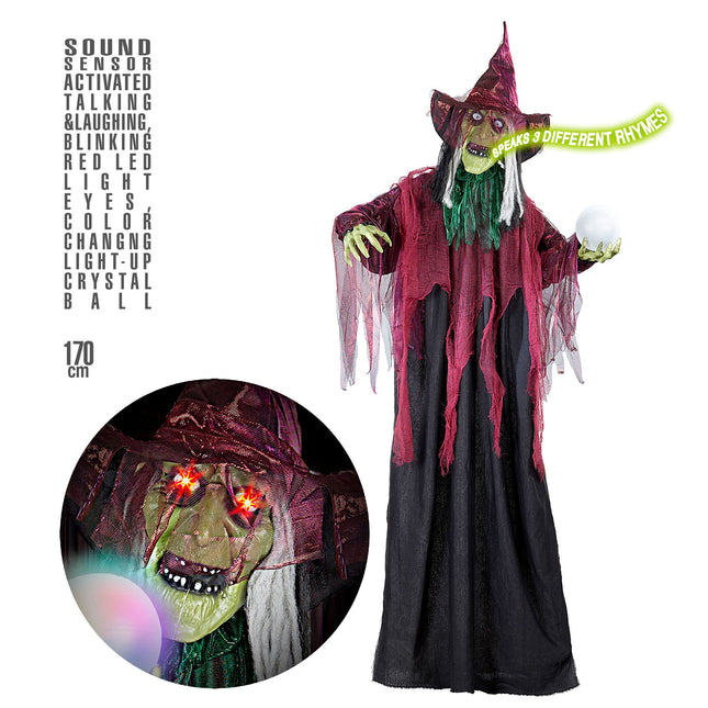 Halloweenowa lalka czarownica ze światłem 1.7m