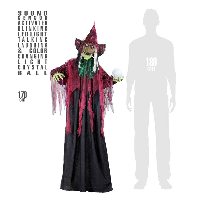 Halloweenowa lalka czarownica ze światłem 1.7m