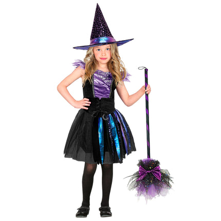 Czapka czarownicy na Halloween dla dzieci z gwiazdkami i księżycem