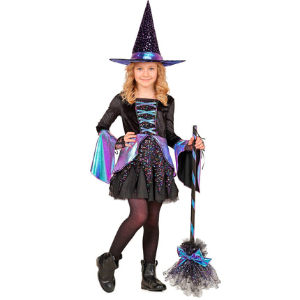 Czapka czarownicy na Halloween dla dzieci z gwiazdkami i księżycem