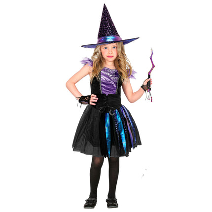 Czapka czarownicy na Halloween dla dzieci z gwiazdkami i księżycem