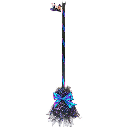 Halloweenowa miotła czarownicy z gwiazdami i księżycem, 85 cm