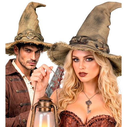 Halloweenowy kapelusz czarownicy – brązowy