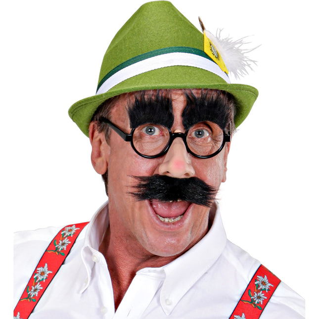 Czarne okulary z nosem, wąsami i brwiami