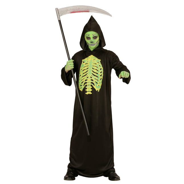 Kostium na Halloween Czarny Zielony Dziecko Chudy Żniwiarz 2-częściowy