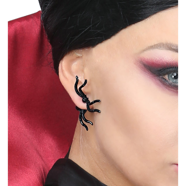 Kolczyki na Halloween Czarne pająki