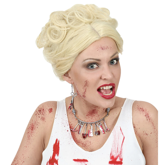Kolczyki na Halloween Nożyczki z krwią