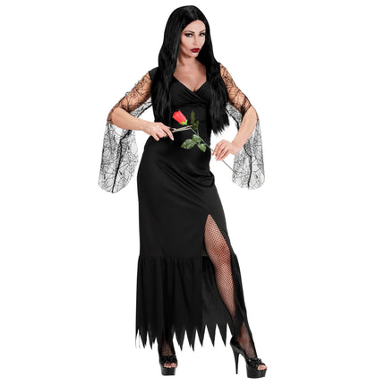 Kostium na Halloween Czarna długa sukienka damska