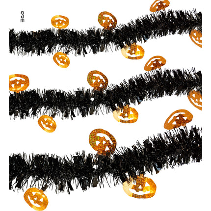 Girlanda na Halloween Czarno-pomarańczowa Dynia 3m