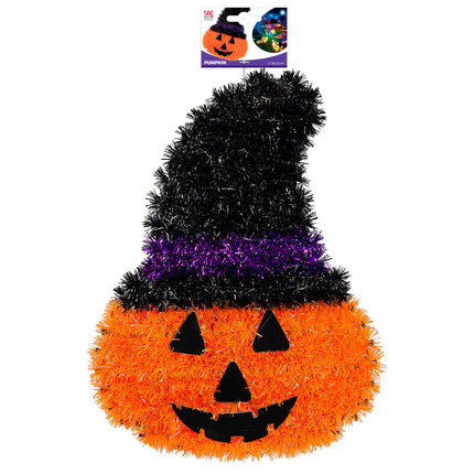 Halloweenowa dekoracja ścienna Dynia z kapeluszem 39 cm