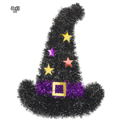 Halloweenowa dekoracja ścienna Kapelusz czarownicy 41 cm