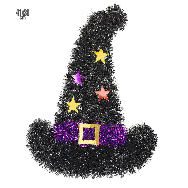 Halloweenowa dekoracja ścienna Kapelusz czarownicy 41 cm