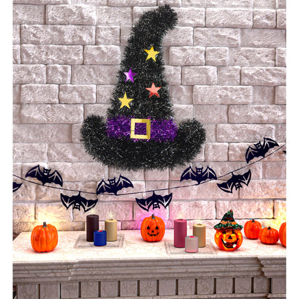 Halloweenowa dekoracja ścienna Kapelusz czarownicy 41 cm