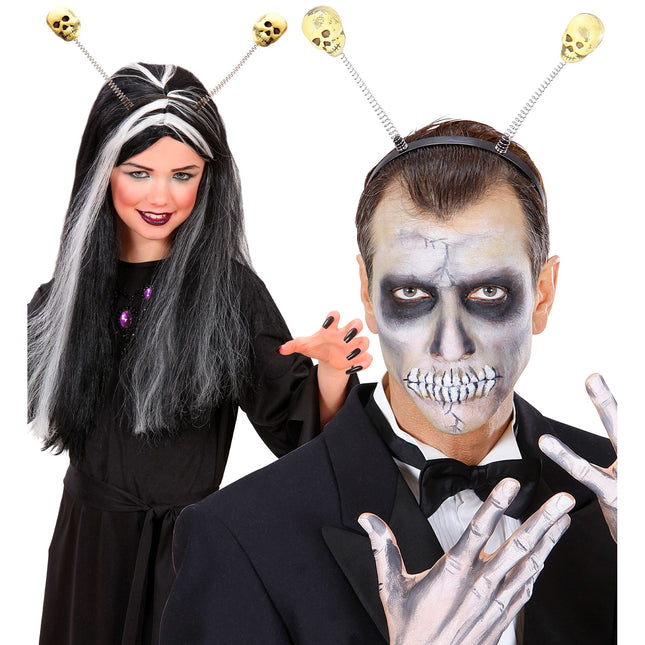 Opaska do włosów na Halloween Białe czaszki