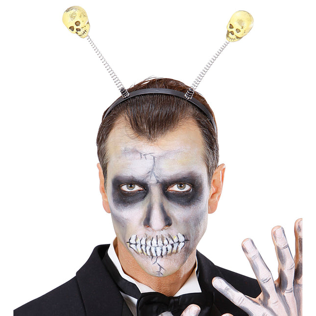 Opaska do włosów na Halloween Białe czaszki