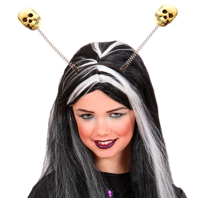 Opaska do włosów na Halloween Białe czaszki