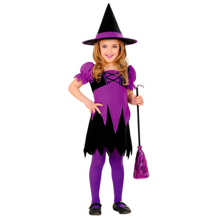 Kostium na Halloween - fioletowa dziecięca czarownica