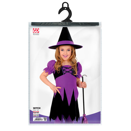Kostium na Halloween - fioletowa dziecięca czarownica