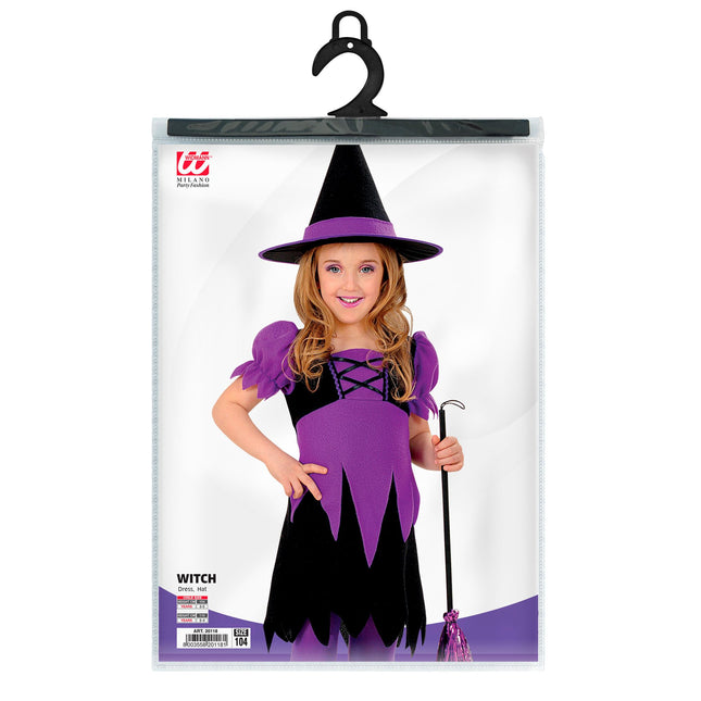 Kostium na Halloween - fioletowa dziecięca czarownica