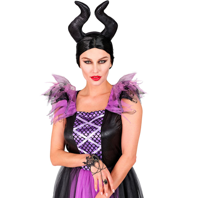 Bransoletka na Halloween z czarnym kamieniem i koronką