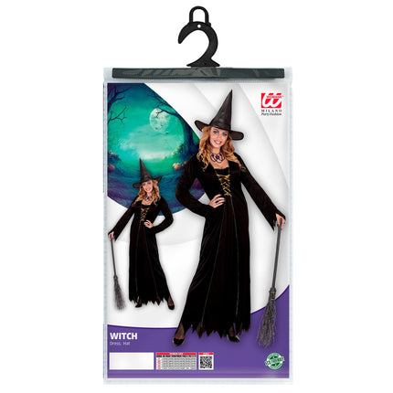 Kostium na Halloween Czarno-złota damska czarownica 2-częściowy