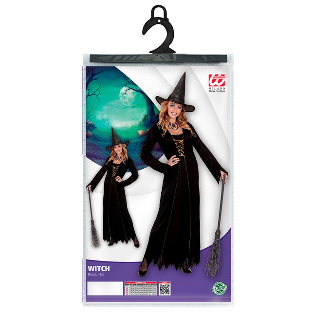 Kostium na Halloween Czarno-złota damska czarownica 2-częściowy