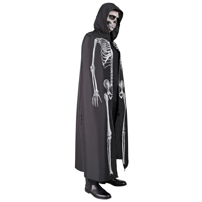 Peleryna na Halloween Biały Czarny Szkielet 1,5m