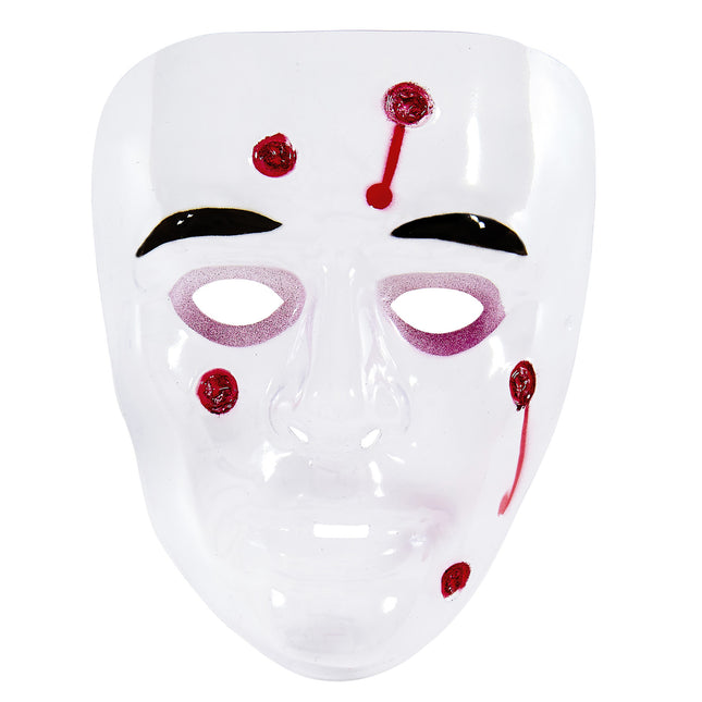 Maska na Halloween z otworami po kulach