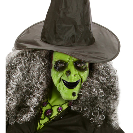 Maska na Halloween Neonowa Zielona Czarownica