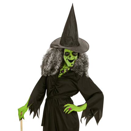 Maska na Halloween Neonowa Zielona Czarownica