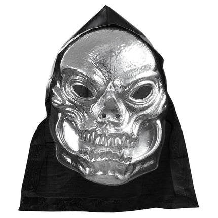 Maska na Halloween Srebrna czaszka z czapką