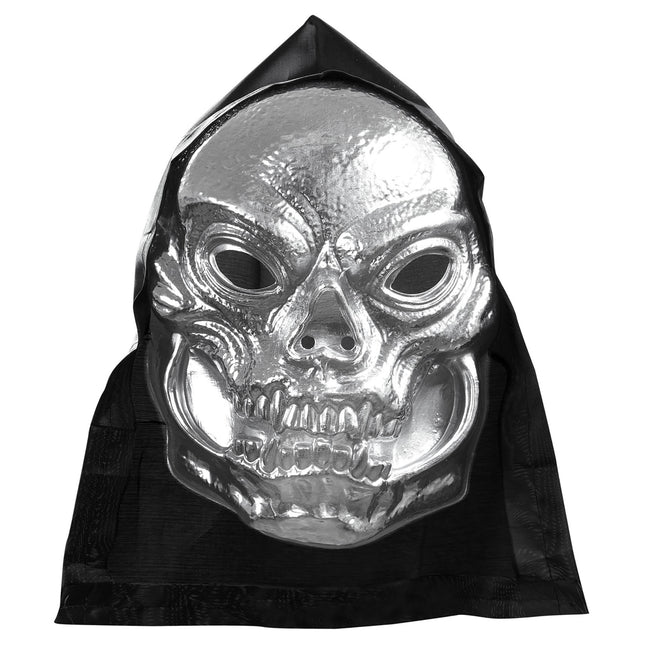 Maska na Halloween Srebrna czaszka z czapką