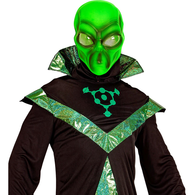 Maska na Halloween Zielony Obcy Plastik